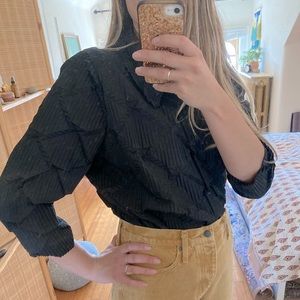 Black textured button down shirt